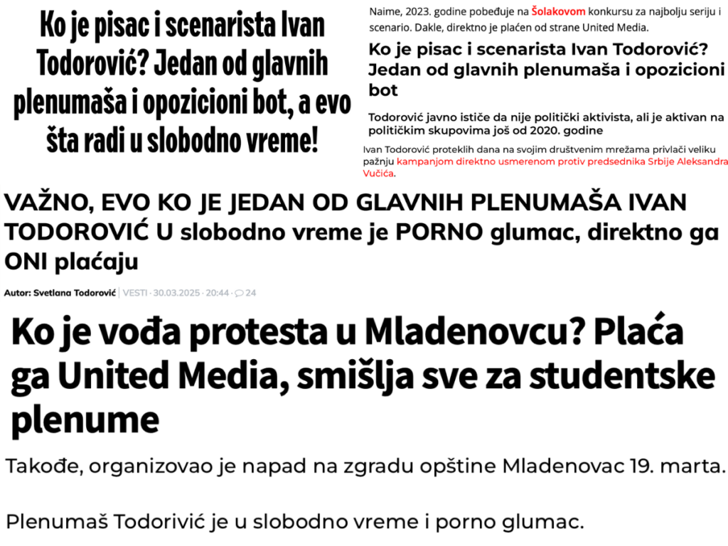 Printscreenovi naslova sa tabloida i portala (ALO!, Informer, 24sedam, B92)